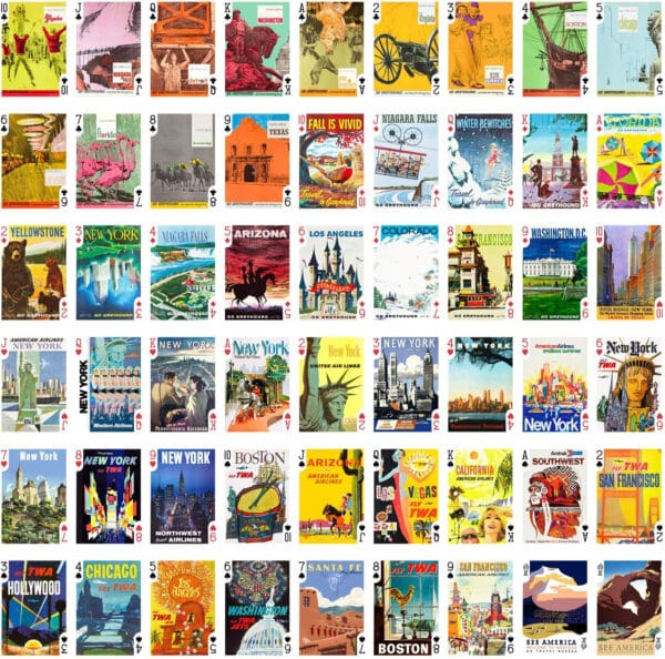 Travel USA Playing Cards Vintage Airline Railroad Poster - Image 2