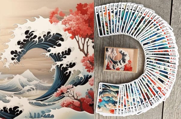 Roaring Waves & Majestic Beasts Playing Cards - Hokusai's Great Wave Inspired