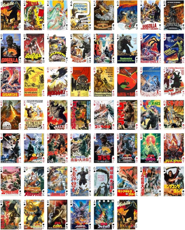 Kaiju Playing Cards - Godzilla Rodan Mothra Kong Vintage Japan Movie Poster Art - Image 2