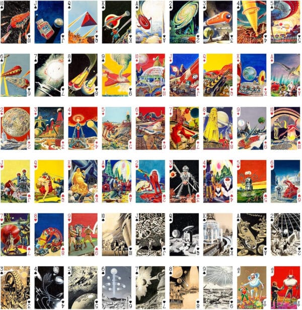 Frank R Paul Pulp Sci-Fi Art Playing Cards- Robots Aliens Spaceships Planets - Image 2