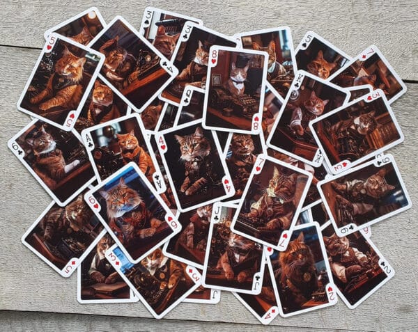 Victorian Steampunk Cats Playing Cards - Clockwork Professional Office Cats - Image 4