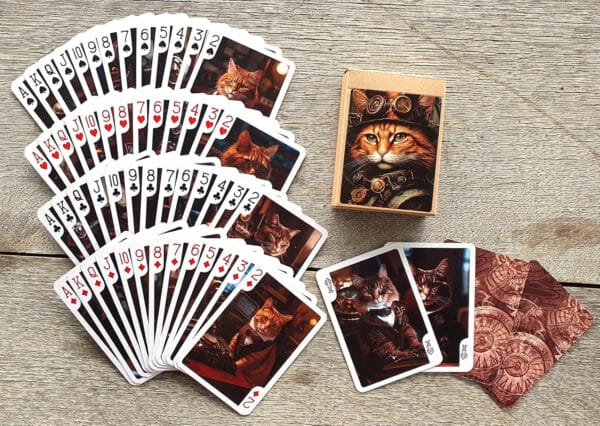 Victorian Steampunk Cats Playing Cards - Clockwork Professional Office Cats - Image 3
