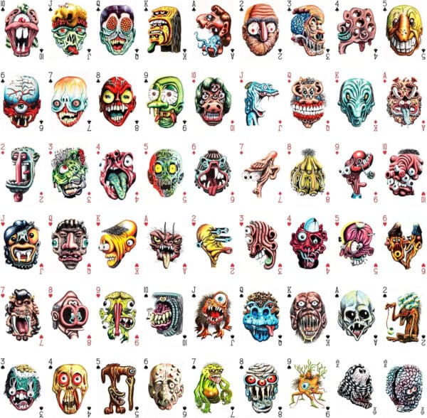 Ugly Monsters (1960s-70s Topps Sticker Basil Wolverton Replica) Playing Cards - Image 2