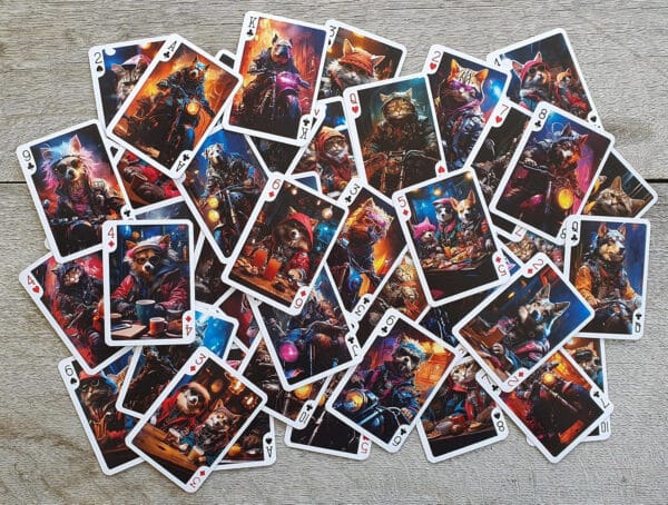Cyberpunk Cats and Dogs Biker Gang Playing Cards - Image 4