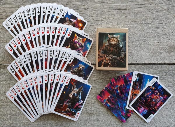 Cyberpunk Cats and Dogs Biker Gang Playing Cards - Image 3