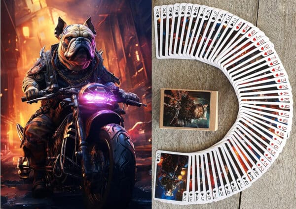 Cyberpunk Cats and Dogs Biker Gang Playing Cards