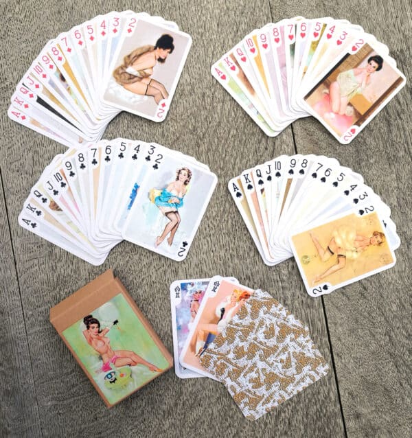 Fritz Willis 1950s-60s Pin-Up Art (Garters, Corsets, Lingerie) Playing Cards - Image 4