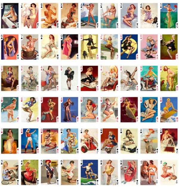 Gil Elvgren Vintage Pin-up Art (Corset, Thigh Highs, Lingerie) Playing Cards - Image 7