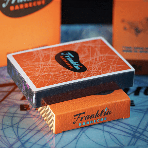 Franklin BBQ Classic Orange Limited Edition Gilded-Black Playing Cards by Fulton
