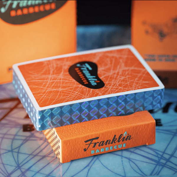 Franklin BBQ Classic Orange Limited Edition Gilded- Aqua Playing Cards by Fulton
