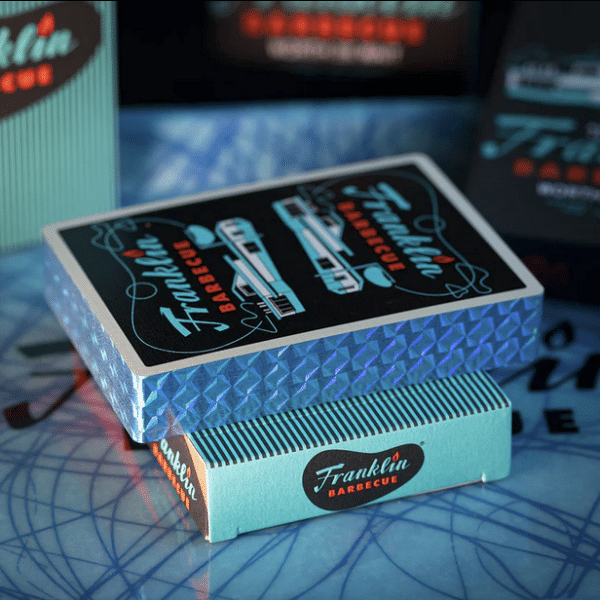 Franklin BBQ Retro Black Gilded Limited Edition-Aqua Playing Cards by Fulton