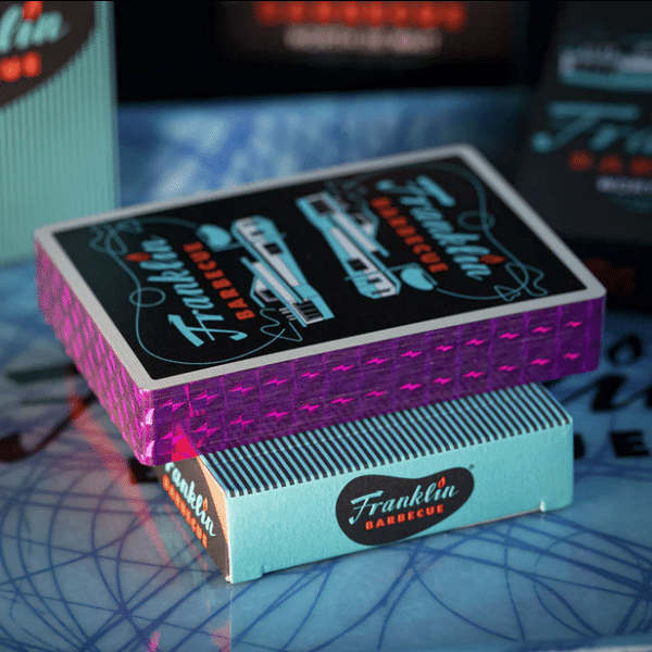 Franklin BBQ Retro Black Gilded Limited Edition-Pink Playing Cards by Fulton