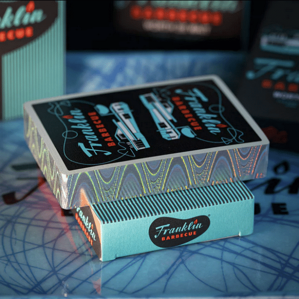 Franklin BBQ Retro Black Gilded Limited Edition- Holo Playing Cards by Fulton
