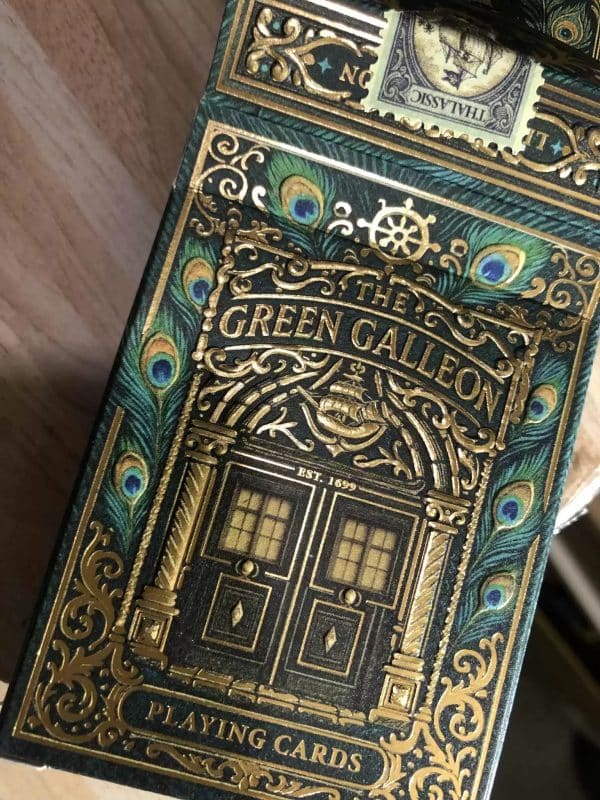 Thalassic- Green Galleon Playing Cards Green Gilt Edged by Marianne Larsen