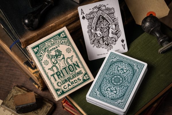 Triton 42 Club Playing Cards –Antique Restoration (sea green) by A Haines