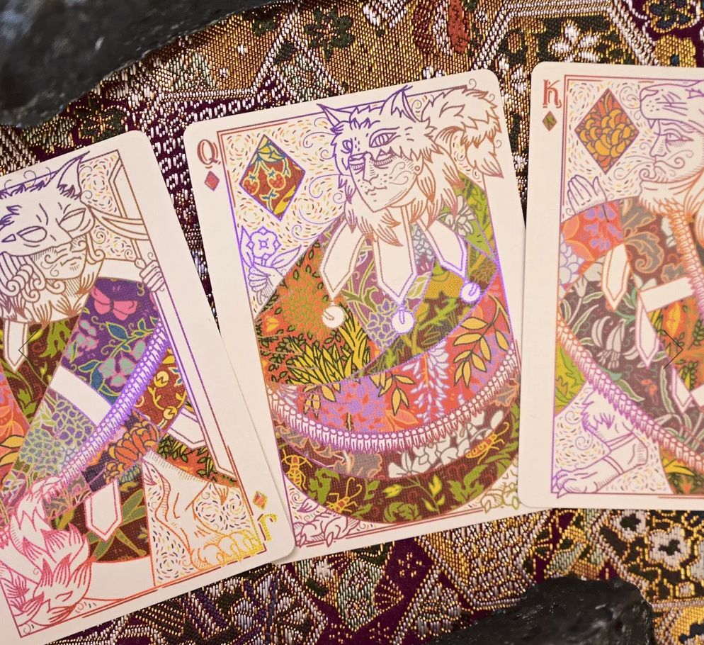 Dyed Patternwork (Hydrangea and Honey Bees) Playing Cards by Jack