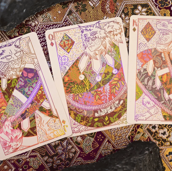 Dyed Patternwork (Bluebells and Butterflies) Playing Cards by Jack Brutus Penny - Image 4