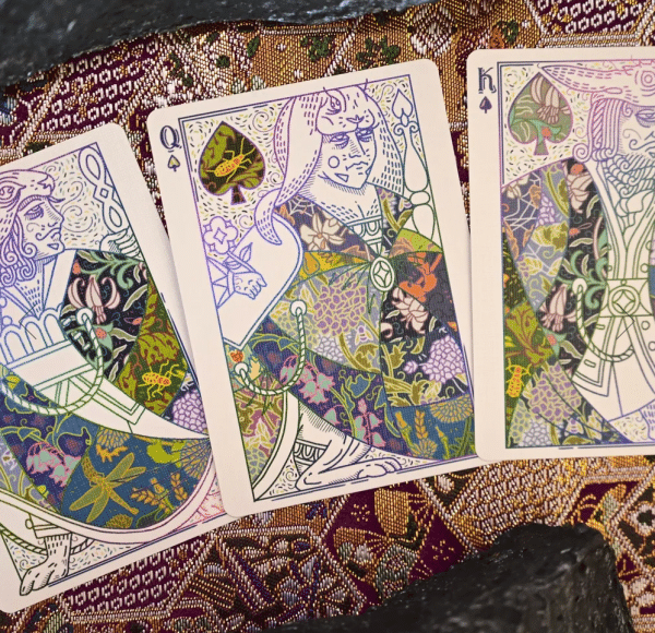Dyed Patternwork (Bluebells and Butterflies) Playing Cards by Jack Brutus Penny - Image 3