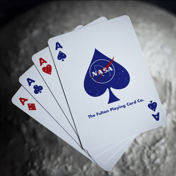 NASA Holographic Foil “Meatball” Logo Gilded- Silver Playing Cards by Fulton - Image 13