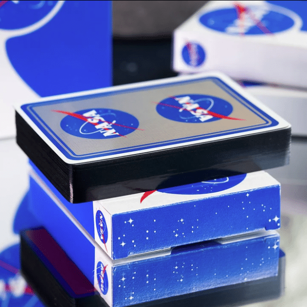 NASA Holographic Foil “Meatball” Logo Gilded- Black Playing Cards by Fulton