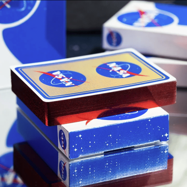 NASA Holographic Foil “Meatball” Logo Gilded- Red Playing Cards by Fulton