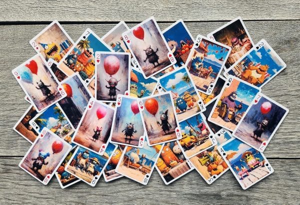 Playful Monsters Cute quirky creatures with balloons parties Playing Cards - Image 6
