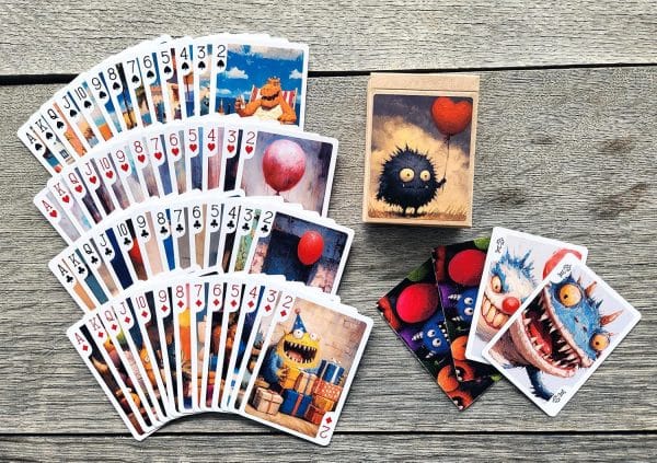 Playful Monsters Cute quirky creatures with balloons parties Playing Cards - Image 4