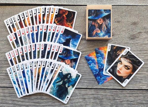 Elemental Sorceress Coven Witches of Fire Water Air and Earth Playing Cards - Image 4
