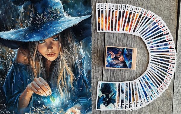 Elemental Sorceress Coven Witches of Fire Water Air and Earth Playing Cards