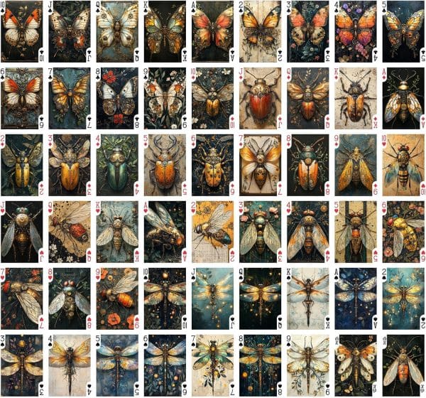 Steampunk Insectarium Butterflies Beetles Dragonflies and Moths Playing Cards - Image 2