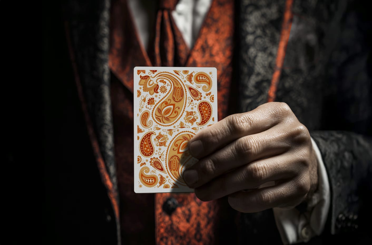 Paisley Ton sur Ton POUDRE ORANGE- Workers Playing Cards by Dutch