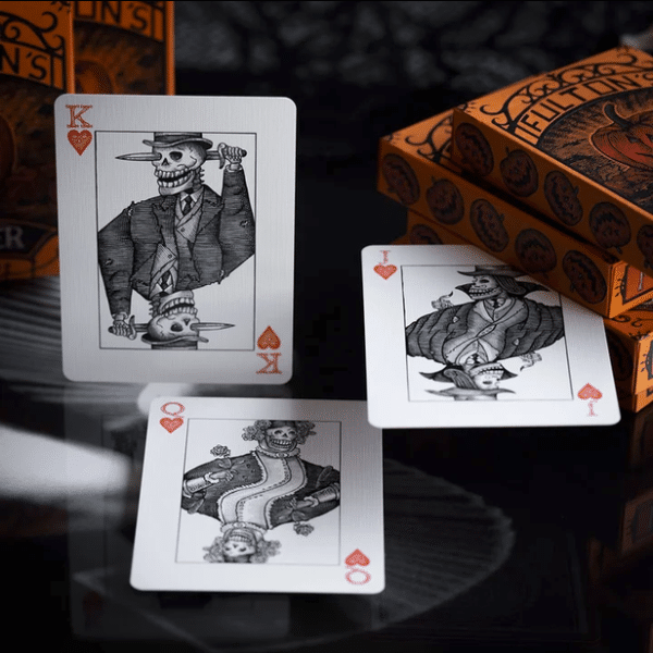 October V2 Pumpkin Orange Limited Gilded- Pearl Playing Cards by Fulton - Image 17