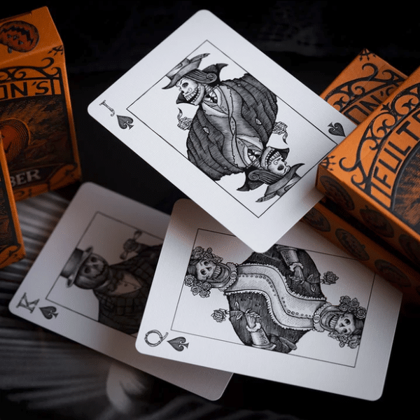 October V2 Pumpkin Orange Limited Gilded- Pearl Playing Cards by Fulton - Image 15