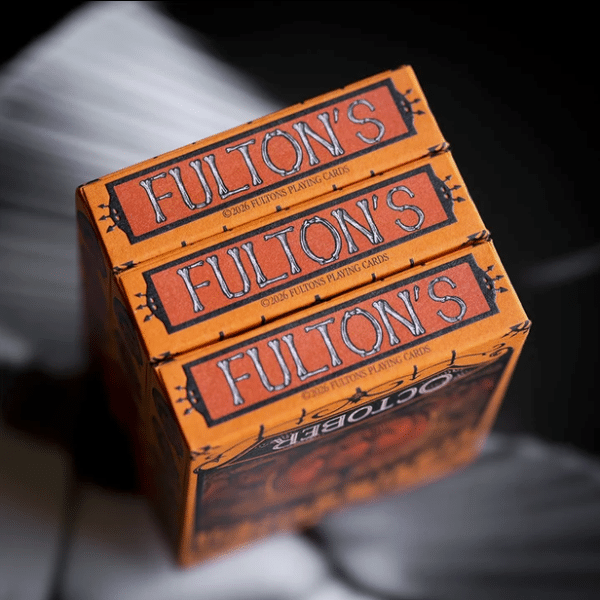 October V2 Pumpkin Orange Limited Gilded- Pearl Playing Cards by Fulton - Image 12