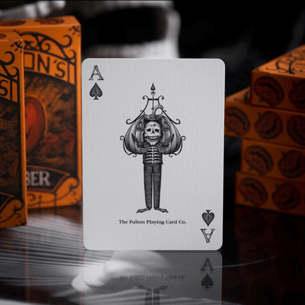 October V2 Pumpkin Orange Limited Gilded- Pearl Playing Cards by Fulton - Image 11