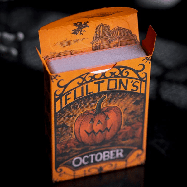 October V2 Pumpkin Orange Limited Gilded- Pearl Playing Cards by Fulton - Image 7