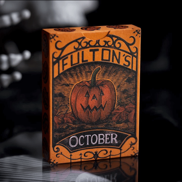 October V2 Pumpkin Orange Limited Gilded- Pearl Playing Cards by Fulton - Image 6