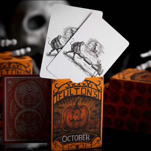 October V2 Pumpkin Orange Limited Gilded- Pearl Playing Cards by Fulton - Image 4