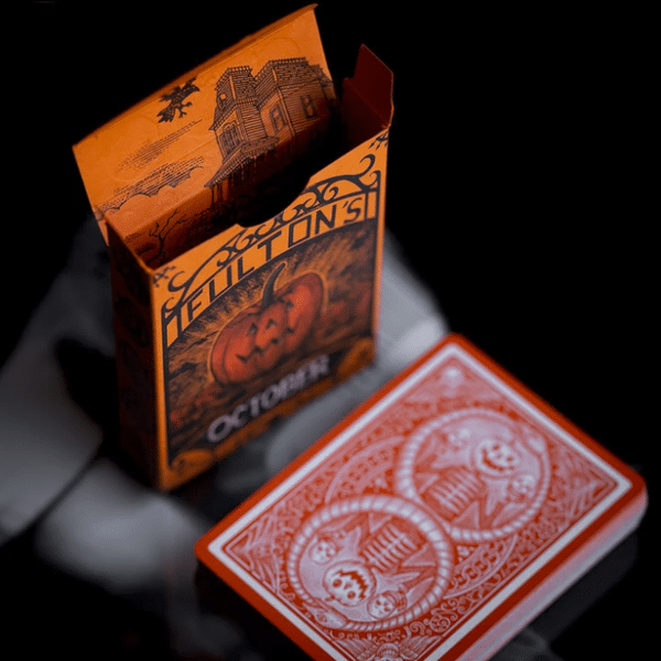 October V2 Pumpkin Orange Limited Gilded- Pearl Playing Cards by Fulton - Image 3