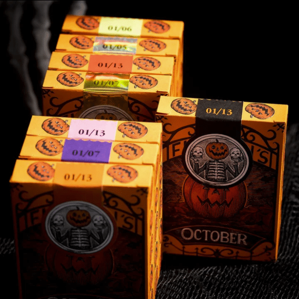 October V2 Pumpkin Orange Limited Gilded- Pearl Playing Cards by Fulton - Image 19