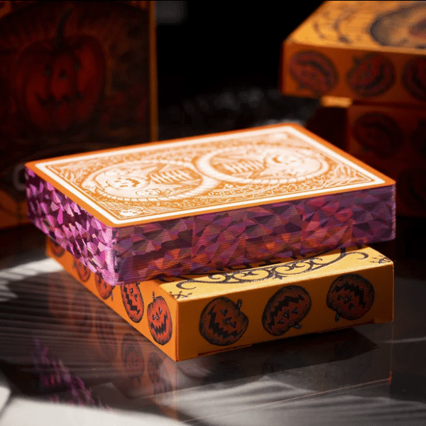 October V2 Pumpkin Orange Limited Gilded- Pink Playing Cards by Fulton