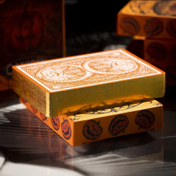 October V2 Pumpkin Orange Limited Gilded- Gold Playing Cards by Fulton