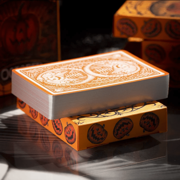 October V2 Pumpkin Orange Limited Gilded- Pearl Playing Cards by Fulton