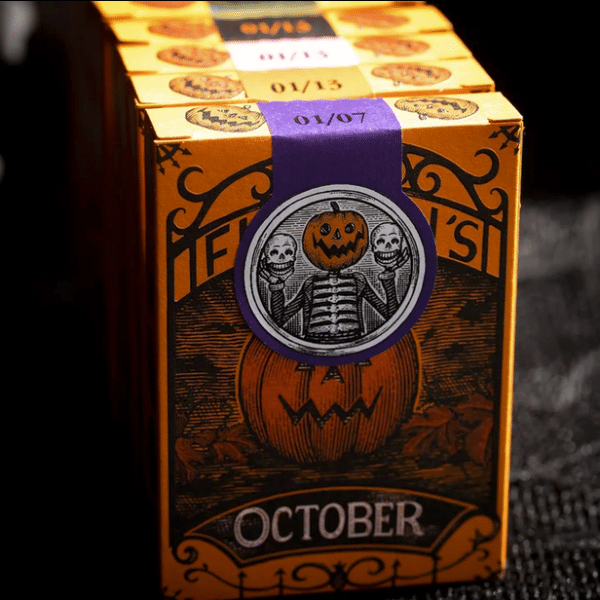 October V2 Pumpkin Orange Limited Gilded- Pearl Playing Cards by Fulton - Image 21