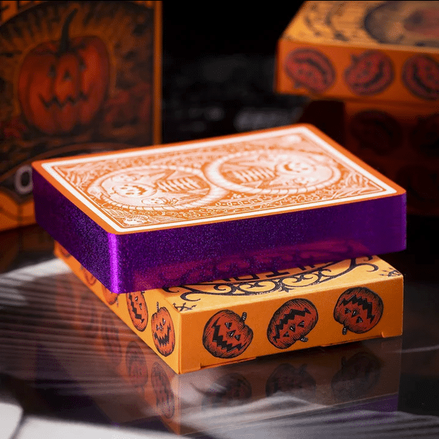 October V2 Pumpkin Orange Limited Gilded- Purple Playing Cards by