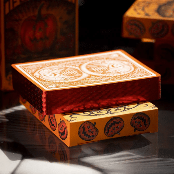 October V2 Pumpkin Orange Limited Gilded- Red Playing Cards by Fulton